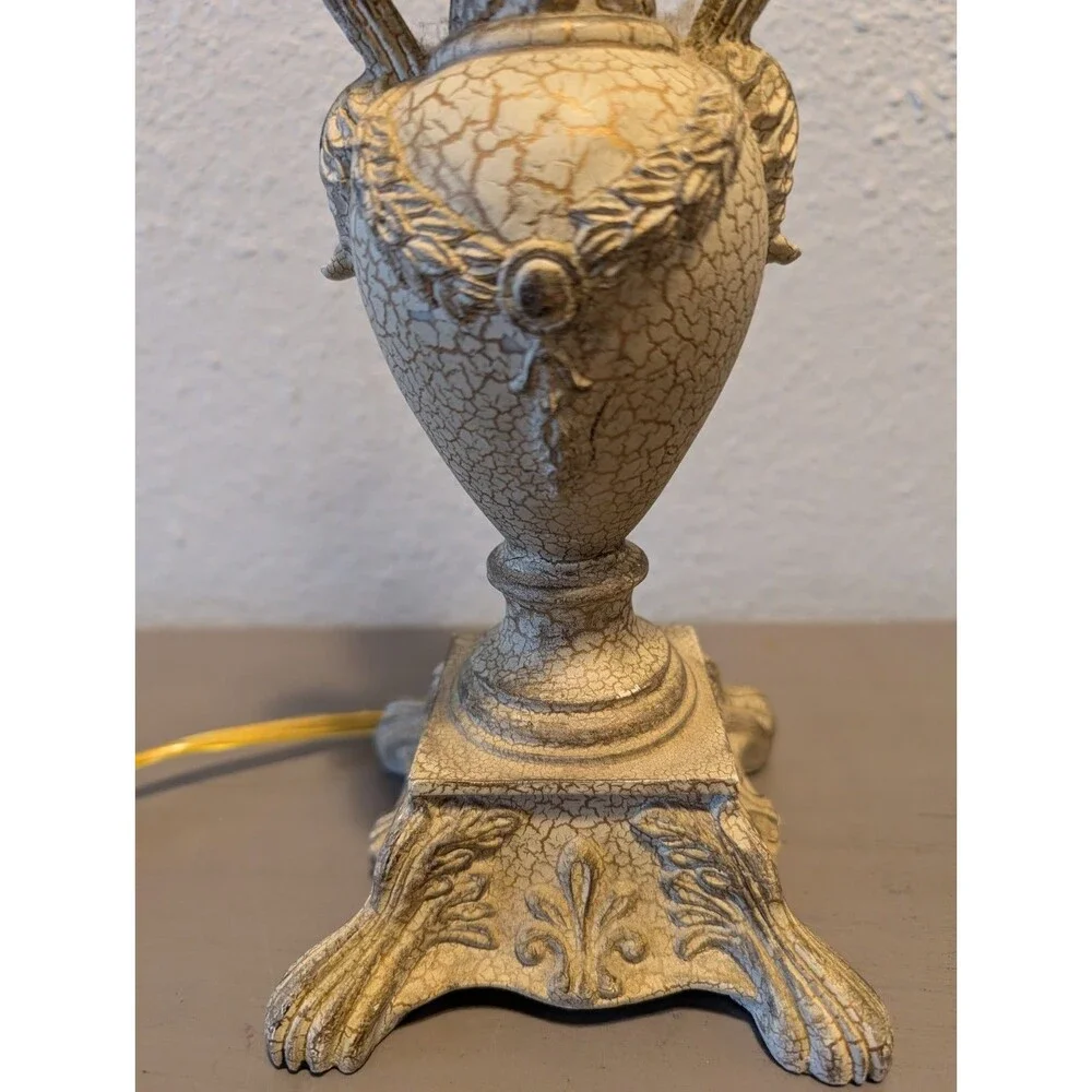 Berman Vintage Ornate Urn Table Lamp Crackle Glaze Resin 14